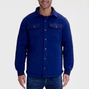 Avalanche Faux Shearling Lining Shirt Jacket for Men Blue Size Large